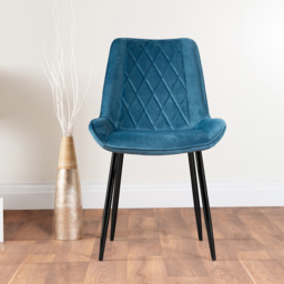 Furniturebox Arona Cesano 4 Seater Round Dining Set Blue and Black - Wilko - thumbnail 4