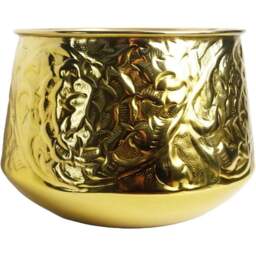 Leaf Gold Swirl Metal Planter 18cm - Size: 18 x 24 x 24cm - Wilko - thumbnail 1