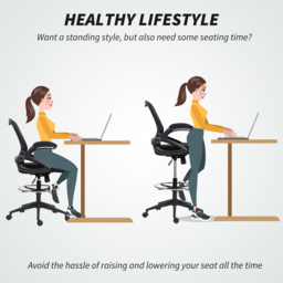Portland Black Height Adjustable Mesh Swivel Office Chair - Size: 126 x 60 x 64cm - Wilko - thumbnail 6