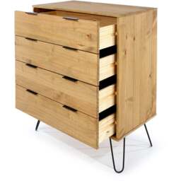 Augusta 4 Drawer Pine Chest of Drawers - Brown - Wilko - thumbnail 5