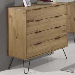 Augusta 4 Drawer Pine Chest of Drawers - Brown - Wilko - thumbnail 1