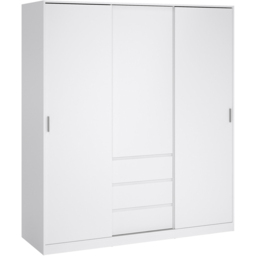 Florence 3 Door 3 Drawer White High Gloss Sliding Wardrobe - Size: 3 Door, 3 Drawer - Furniture to Go - Wilko - thumbnail 3