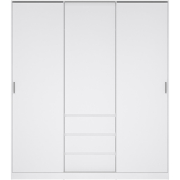 Florence 3 Door 3 Drawer White High Gloss Sliding Wardrobe - Size: 3 Door, 3 Drawer - Furniture to Go - Wilko - thumbnail 4
