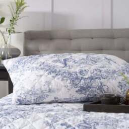 The Lyndon Company 2 Piece Blue Cotton Pillow Sham Set - Size: 50 x 75 x 6cm - Wilko - thumbnail 1