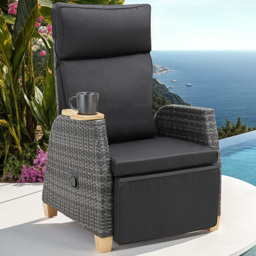 tectake Pescara Set of 2 Reclining and Adjustable Garden Chair - Size: 104 x 68.5 x 128cm - Grey - Wilko - thumbnail 1