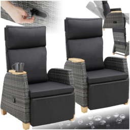 tectake Pescara Set of 2 Reclining and Adjustable Garden Chair - Size: 104 x 68.5 x 128cm - Grey - Wilko - thumbnail 3