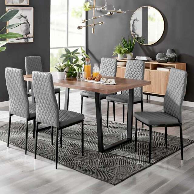 Furniturebox Solo Valera 6 Seater Dining Set Grey - Wilko - image 1