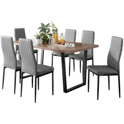 Furniturebox Solo Valera 6 Seater Dining Set Grey - Wilko - thumbnail 3
