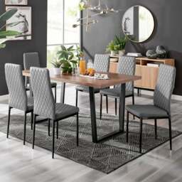 Furniturebox Solo Valera 6 Seater Dining Set Grey - Wilko - thumbnail 1