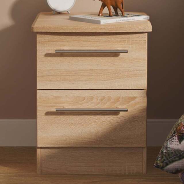 Crowndale Sherwood 2 Drawer Bardolino Oak Compact Bedside Cabinet - Brown - Wilko - image 1
