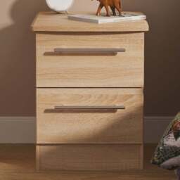 Crowndale Sherwood 2 Drawer Bardolino Oak Compact Bedside Cabinet - Brown - Wilko - thumbnail 1