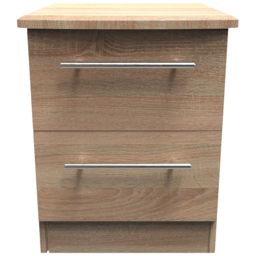 Crowndale Sherwood 2 Drawer Bardolino Oak Compact Bedside Cabinet - Brown - Wilko - thumbnail 3
