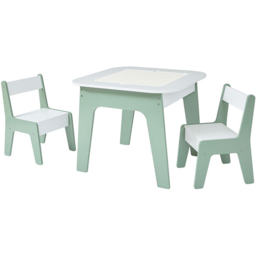 Liberty House Toys 4-in-1 2 Seater Kids Play Table and Chairs Set - Size: 50 x 60 x 60cm - Sage Green & White - Wilko - thumbnail 4