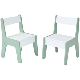 Liberty House Toys 4-in-1 2 Seater Kids Play Table and Chairs Set - Size: 50 x 60 x 60cm - Sage Green & White - Wilko - thumbnail 6
