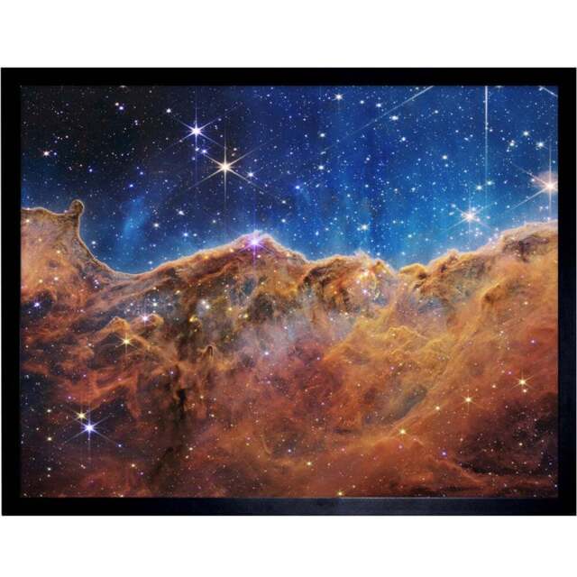 Artery8 NASA James Webb Space Telescope Cosmic Cliffs Image Framed Wall Art Print 30 x 41cm - Size: 43.3 x 33.3 x 1.5cm - Blue - Wilko - image 1
