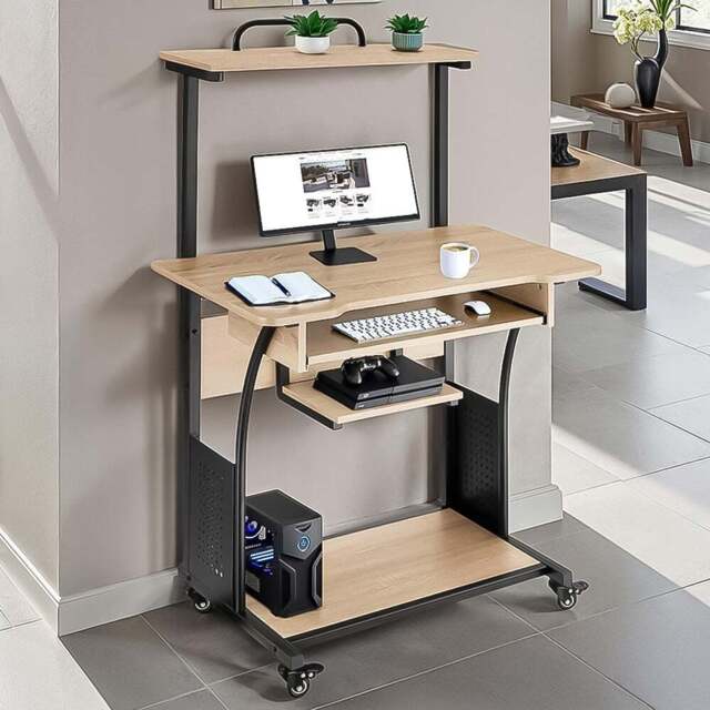 tectake Fife Oak Sonoma Office Desk with Keyboard Tray - Brown - Wilko - image 1