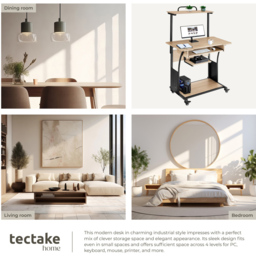 tectake Fife Oak Sonoma Office Desk with Keyboard Tray - Brown - Wilko - thumbnail 6