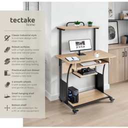 tectake Fife Oak Sonoma Office Desk with Keyboard Tray - Brown - Wilko - thumbnail 7