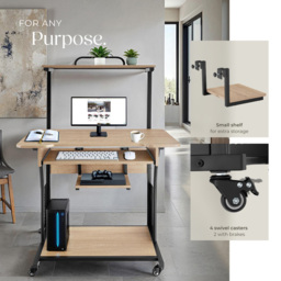 tectake Fife Oak Sonoma Office Desk with Keyboard Tray - Brown - Wilko - thumbnail 5
