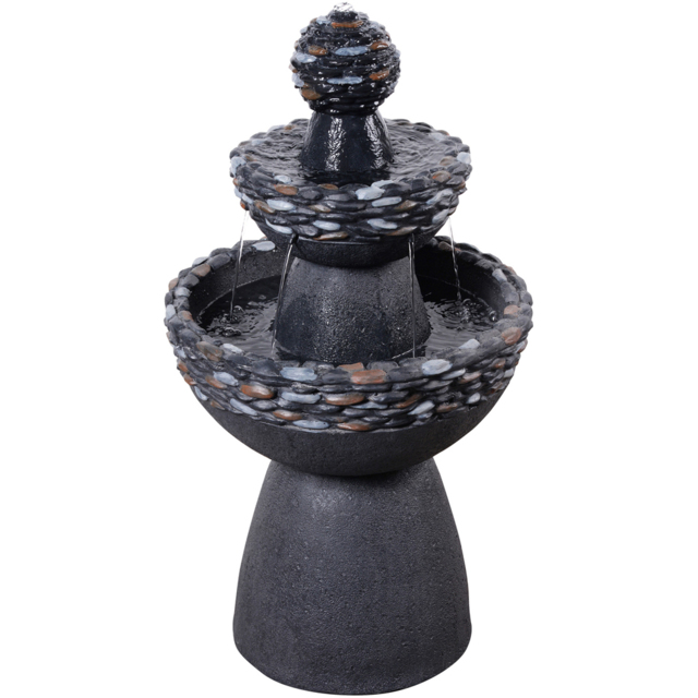 Teamson Home Dark Grey 3-tier Stone Pedestal Water Outdoor Fountain 36.5 inch - Size: 92.71 x 51.99 x 51.99cm - Wilko - image 1