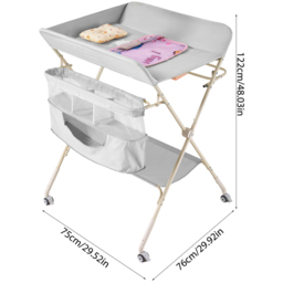 H&O Direct Grey Folding Baby Diaper Changing Table with Wheels - Size: 122 x 75 x 76cm - Wilko - thumbnail 7