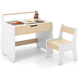 Costway Single Drawer White Wooden Kids Activity Set with Detachable Tabletop - Size: 62 x 47 x 59cm - Wilko - thumbnail 3