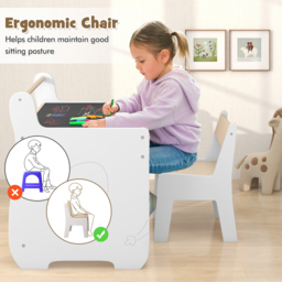 Costway Single Drawer White Wooden Kids Activity Set with Detachable Tabletop - Size: 62 x 47 x 59cm - Wilko - thumbnail 6
