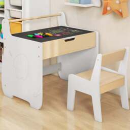 Costway Single Drawer White Wooden Kids Activity Set with Detachable Tabletop - Size: 62 x 47 x 59cm - Wilko