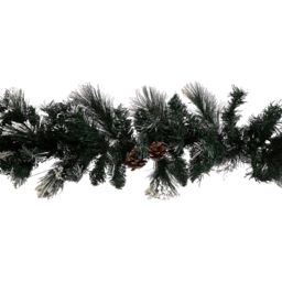 Samuel Alexander Snow Flocked Christmas Garland with Pine Cones and Mixed Needles 270cm - Size: 9ft - Green - Wilko