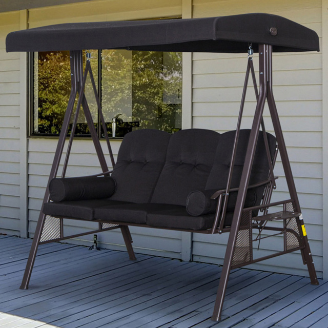 Outsunny 3 Seater Black Swing Chair with Canopy - Wilko - image 1