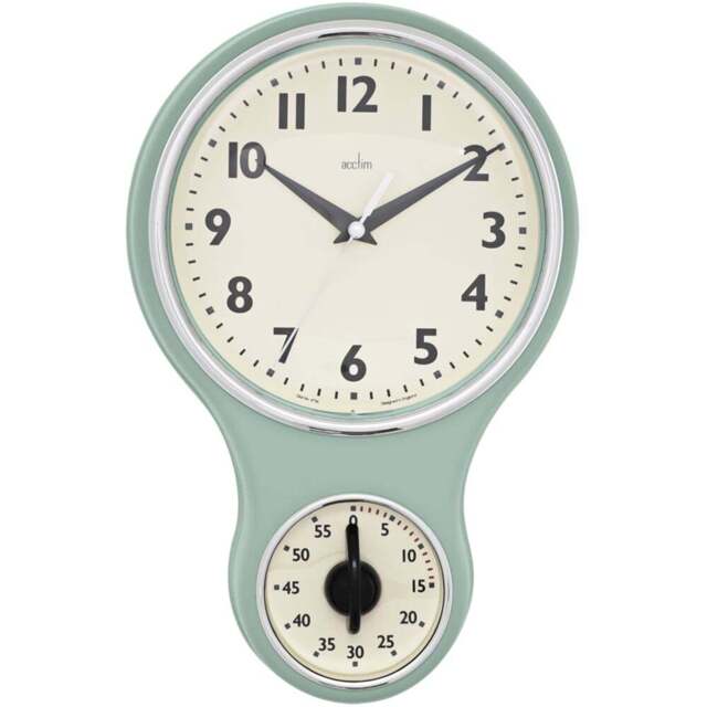 Acctim Kitchen Time Sage Clock and Timer - Size: 5.5 x 19.5 x 30cm - Multi - Wilko - image 1