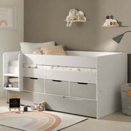 Flair Lars Single Low Cabin Bed with Trundle and Storage Drawers - White - Wilko - thumbnail 1