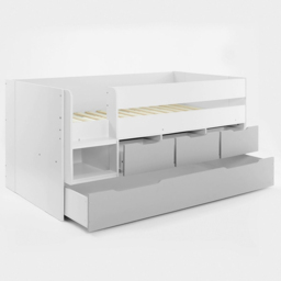 Flair Lars Single Low Cabin Bed with Trundle and Storage Drawers - White - Wilko - thumbnail 5