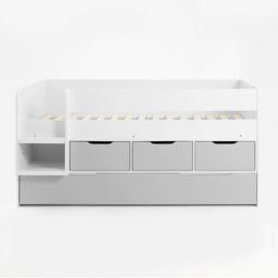 Flair Lars Single Low Cabin Bed with Trundle and Storage Drawers - White - Wilko - thumbnail 4