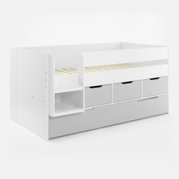 Flair Lars Single Low Cabin Bed with Trundle and Storage Drawers - White - Wilko - thumbnail 3