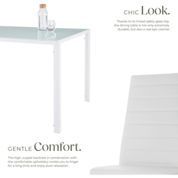 tectake Brandenburg 6 Seater White Faux Leather Dining Table Set - Wilko - thumbnail 5