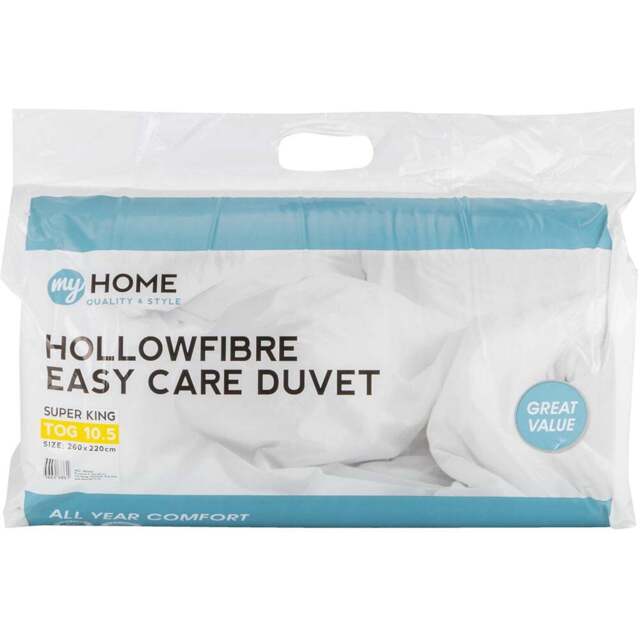 My Home Super King White Hollowfibre Easy Care Duvet 10.5 Tog - Wilko - image 1