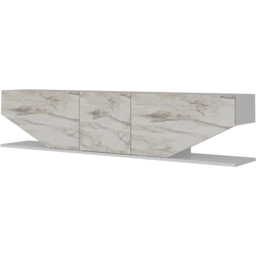 Decorotika Pearl 3 Door 2 Shelf White and White Marble Effect Modern TV Unit - Size: 40 x 180 x 30cm - Multi - Wilko - thumbnail 5