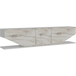 Decorotika Pearl 3 Door 2 Shelf White and White Marble Effect Modern TV Unit - Size: 40 x 180 x 30cm - Multi - Wilko - thumbnail 4