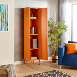 MMT Furniture Designs Single Door Orange Metal Tall Locker Cabinet - Size: 180 x 38.5 x 38.5cm - Wilko - thumbnail 6