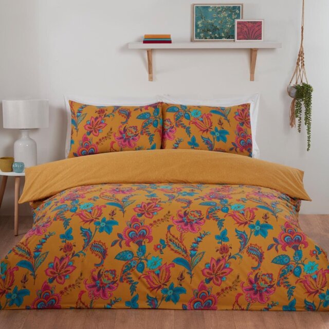 Divante Safia Duvet Cover and Pillowcase Set - Ochre/Superking - Size: Super King - Wilko - image 1