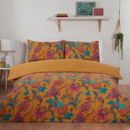 Divante Safia Duvet Cover and Pillowcase Set - Ochre/Superking - Size: Super King - Wilko - thumbnail 1