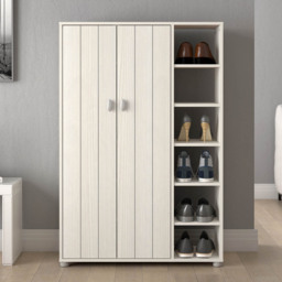 GFW Bideford White Tall Shoe Cabinet - Size: 29 x 79 x 119cm - Wilko