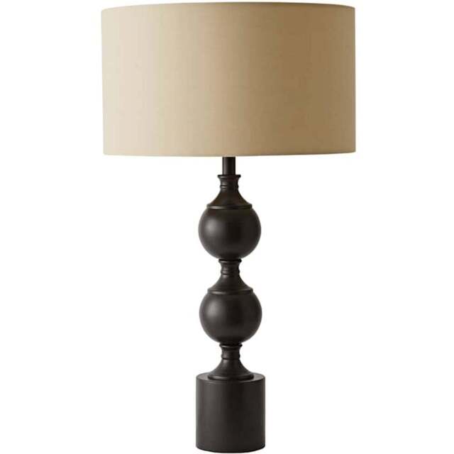 ValueLights Cream Drum Shade Declan Metal Candlestick LED Table Lamp with Bulb - Size: 61 x 35 x 35cm - Brown - Wilko - image 1