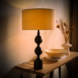 ValueLights Cream Drum Shade Declan Metal Candlestick LED Table Lamp with Bulb - Size: 61 x 35 x 35cm - Brown - Wilko - thumbnail 3