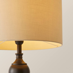 ValueLights Cream Drum Shade Declan Metal Candlestick LED Table Lamp with Bulb - Size: 61 x 35 x 35cm - Brown - Wilko - thumbnail 6