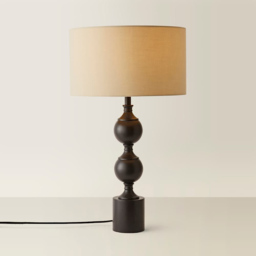 ValueLights Cream Drum Shade Declan Metal Candlestick LED Table Lamp with Bulb - Size: 61 x 35 x 35cm - Brown - Wilko - thumbnail 5