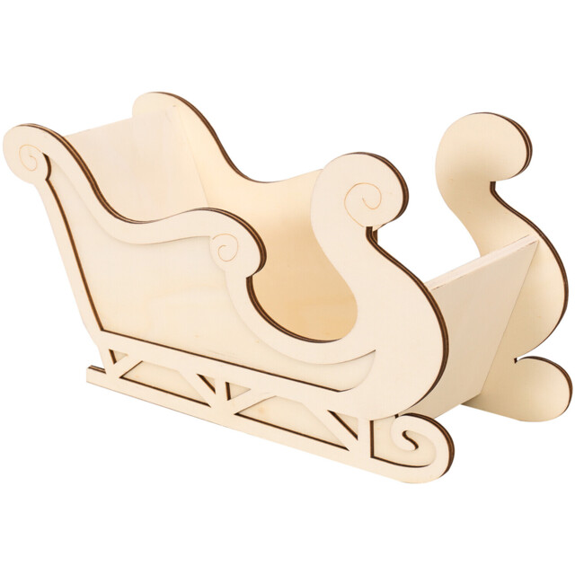 Wooden Sleigh Unfinished Decoration Brown - Wilko