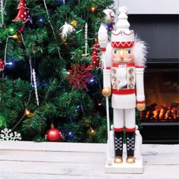 St Helens White and Red Christmas Nutcracker with Staff - Size: 9 x 11 x 40cm - Multi - Wilko - thumbnail 3