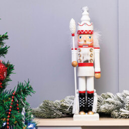 St Helens White and Red Christmas Nutcracker with Staff - Size: 9 x 11 x 40cm - Multi - Wilko - thumbnail 4